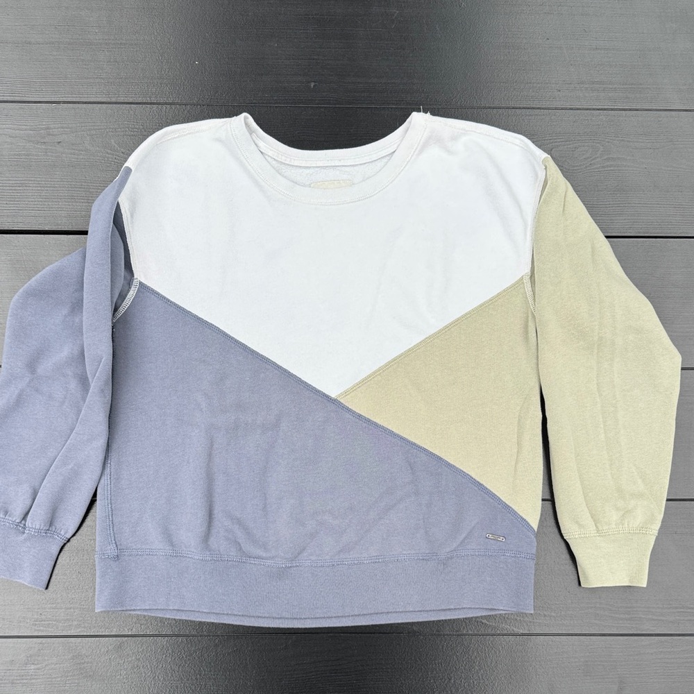 Abercrombie & Fitch Colorblock Sweatshirt - White, Blue, Tan